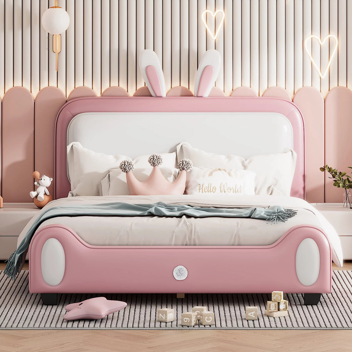 Full PU Leather Upholstered Platform Bed with Headboard N287