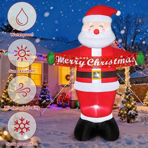 7FT Christmas Inflatable Santa Claus with Built-in LED Lights I977753
