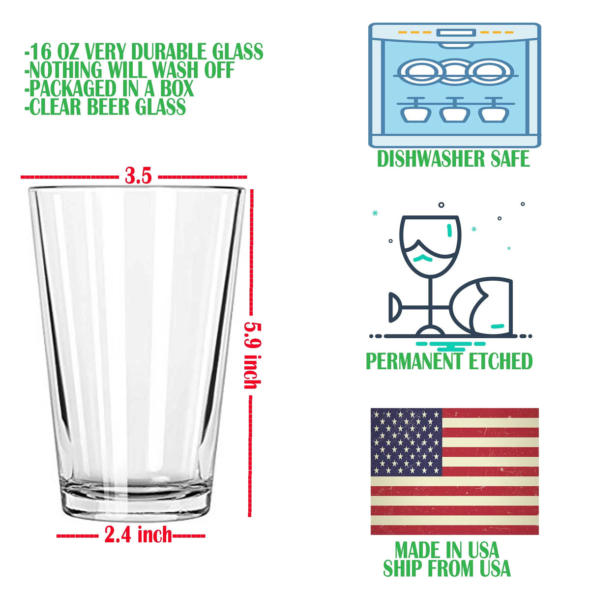16OZ Beer Glass Set of 2 R375315