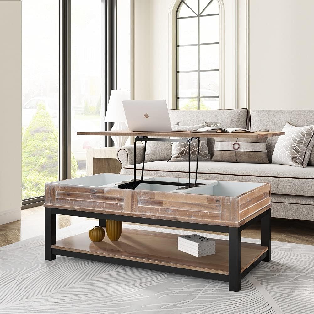 Gray Wood Coffee Table with Drawer and Storage Shelf H991432