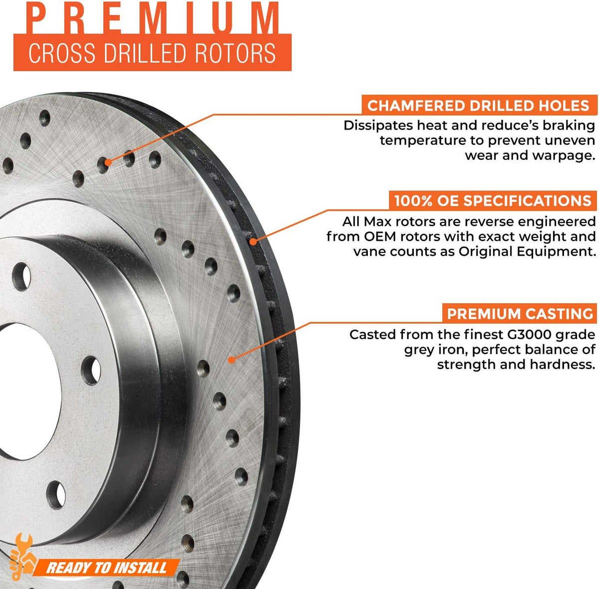 Max Brakes Premium XD Rotors with Carbon Ceramic Pads V350504