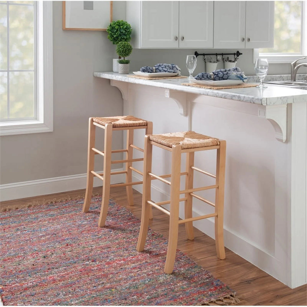 29.15" Traditional Wood Backless Bar Stool V6928