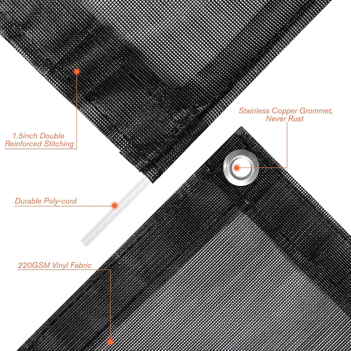 8'X15' Black Mesh RV Awning Sun Shade Screen D4748