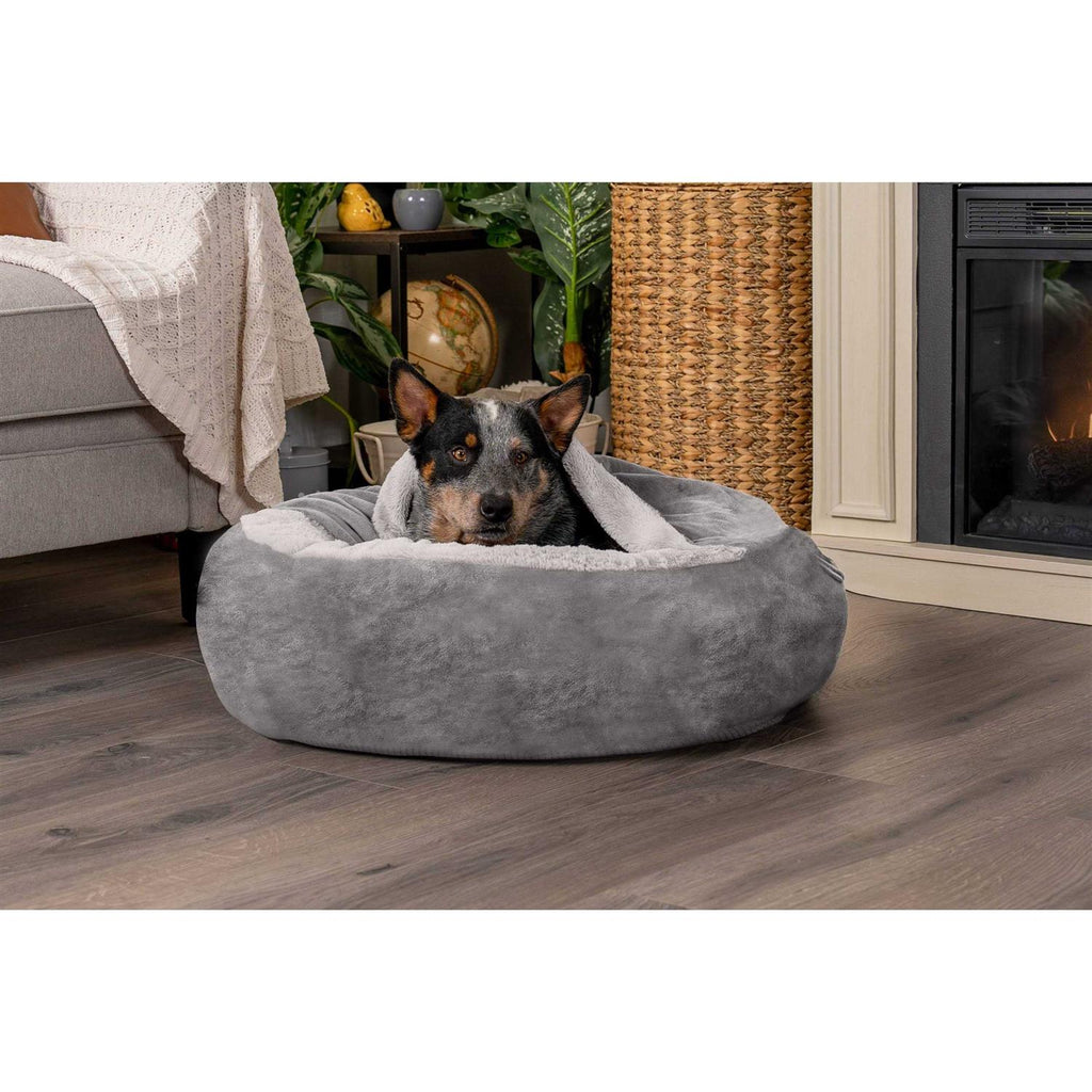 Velvet Faux Fur Hooded Donut Bed Y2760