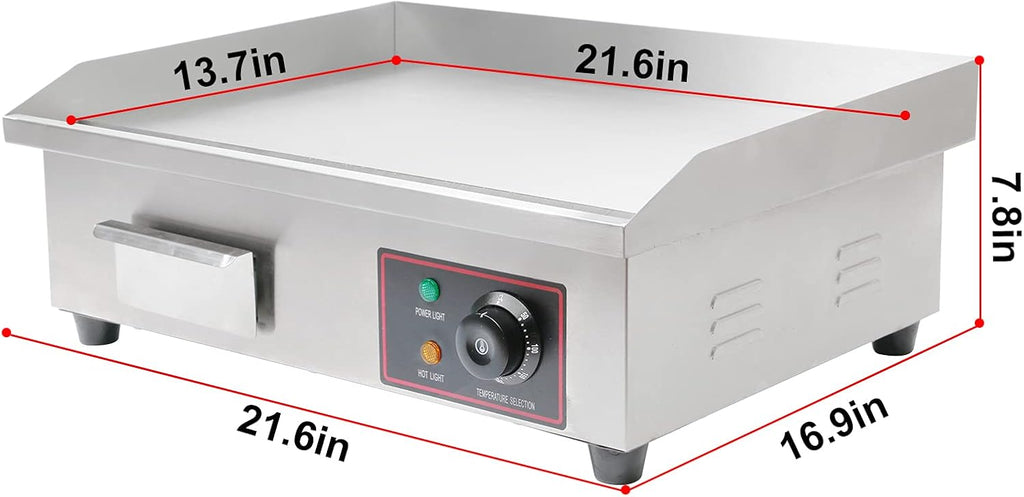 22 Inch Stainless Electric Countertop Griddle O186399