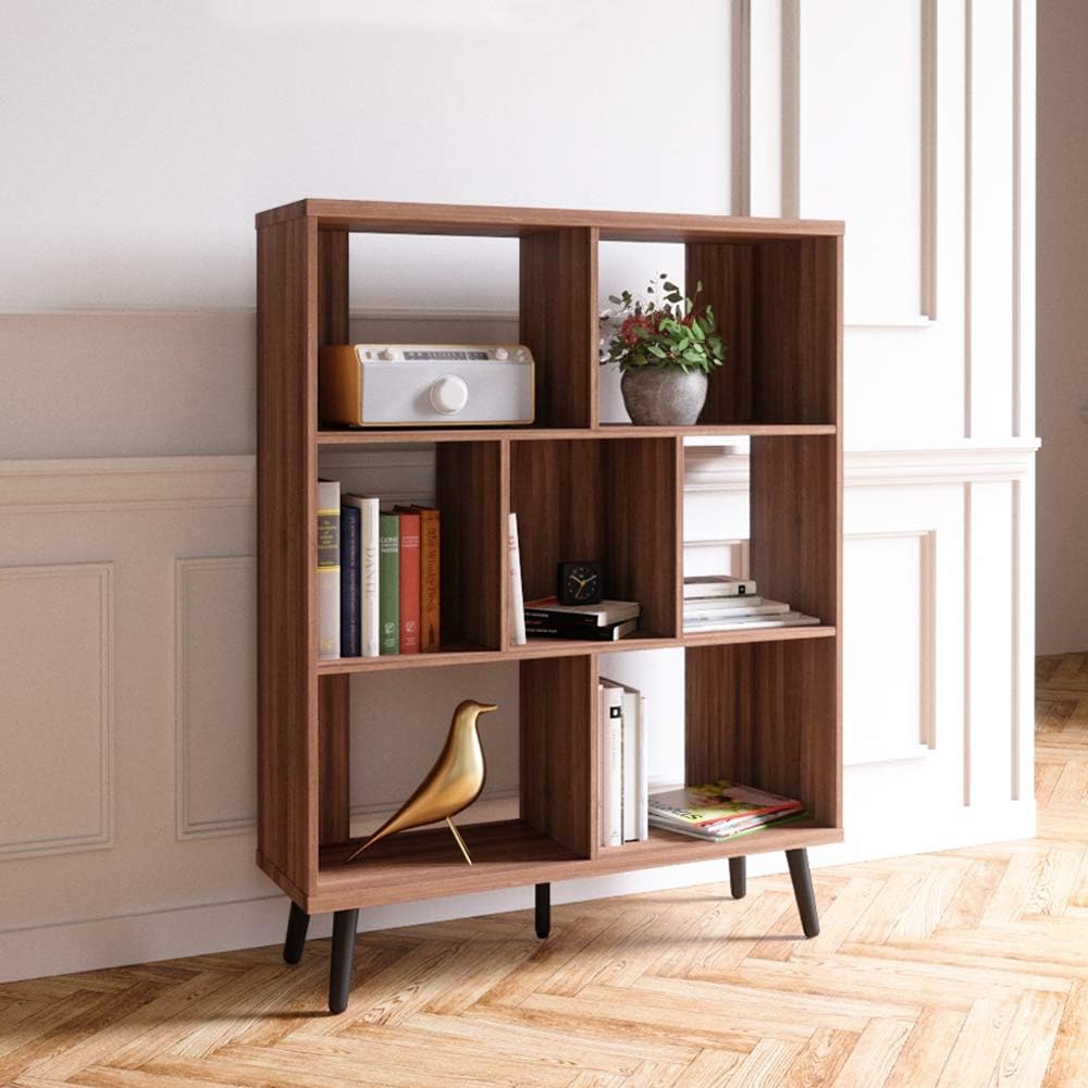 Mid Century 7 Cube Storage Organizer Bookshelf Q52062