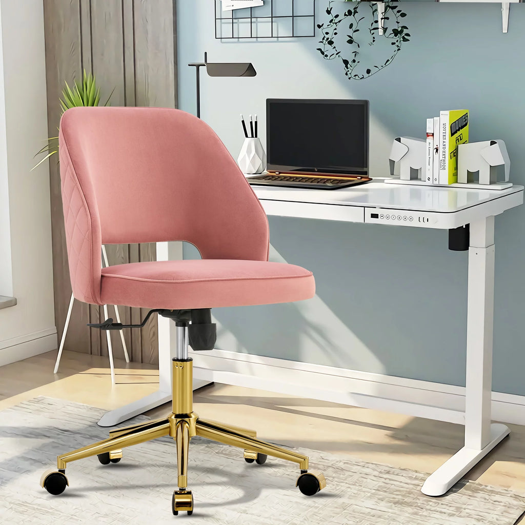 Pink Velvet Adjustable Swivel Office Chair G506