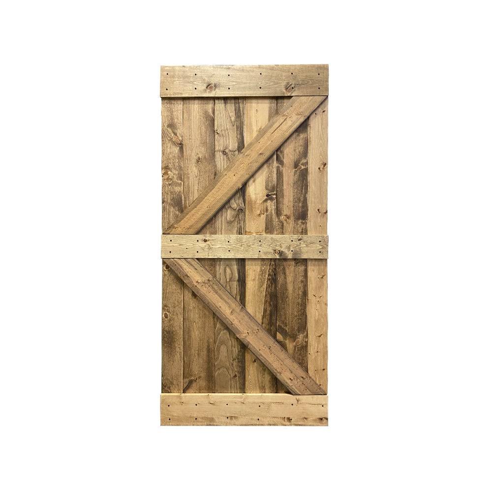 36 in. x 84 in. Solid Jungle Green Stained Pine Wood Interior Sliding Barn Door Slab W70452