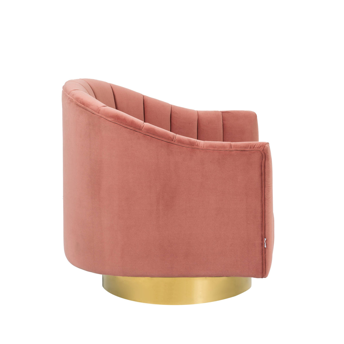 Velvet Upholstered Swivel Barrel Chair with Gold Base T57407