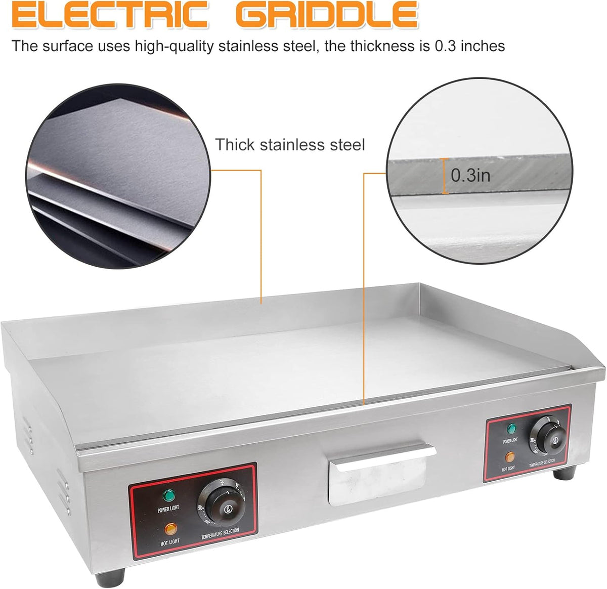 22 Inch Stainless Electric Countertop Griddle O186399