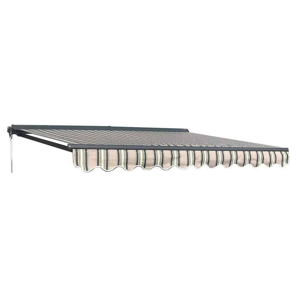 13 x 10 Feet Multi-Striped Green Retractable Patio Awning Y719