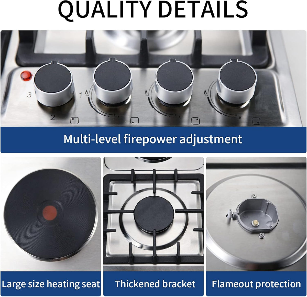 24 Inch 3 Burner Gas Cooktop Stainless Steel I7904
