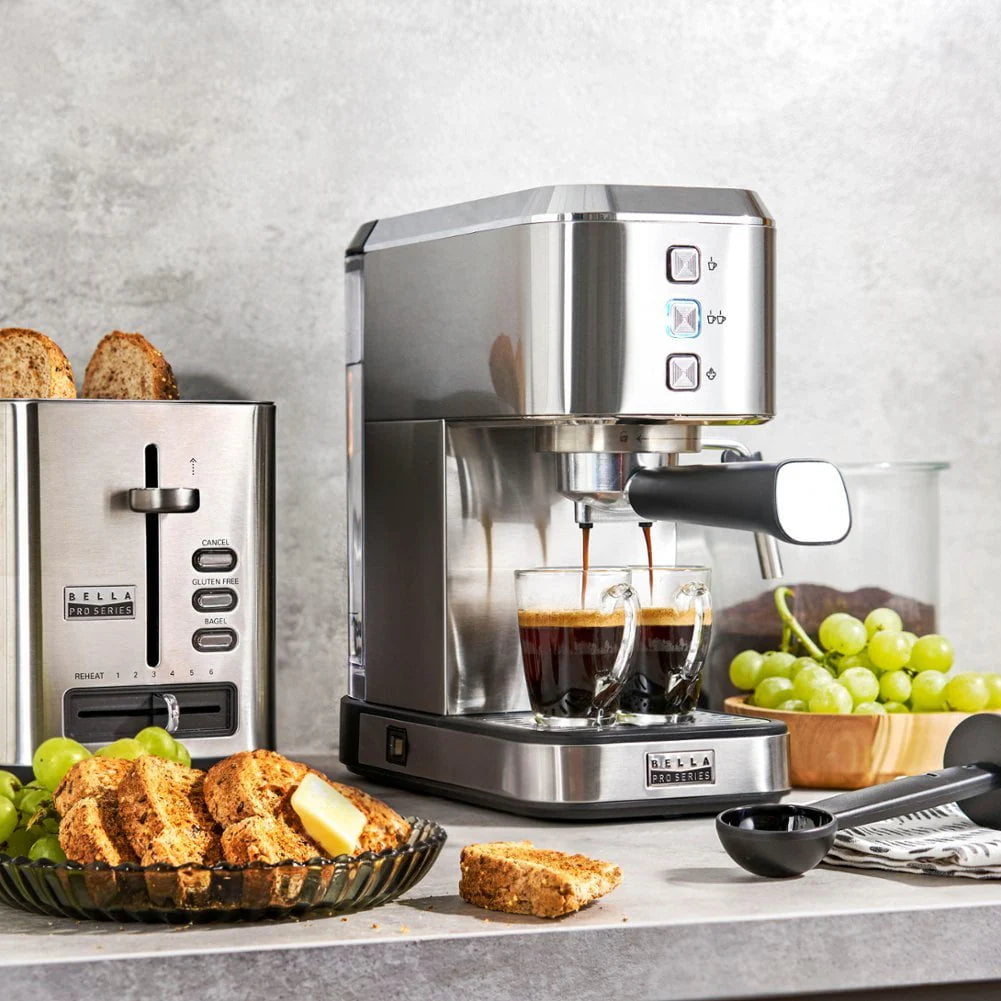 Slim Espresso Machine with 20 Bars of Pressure Stainless Steel A1421