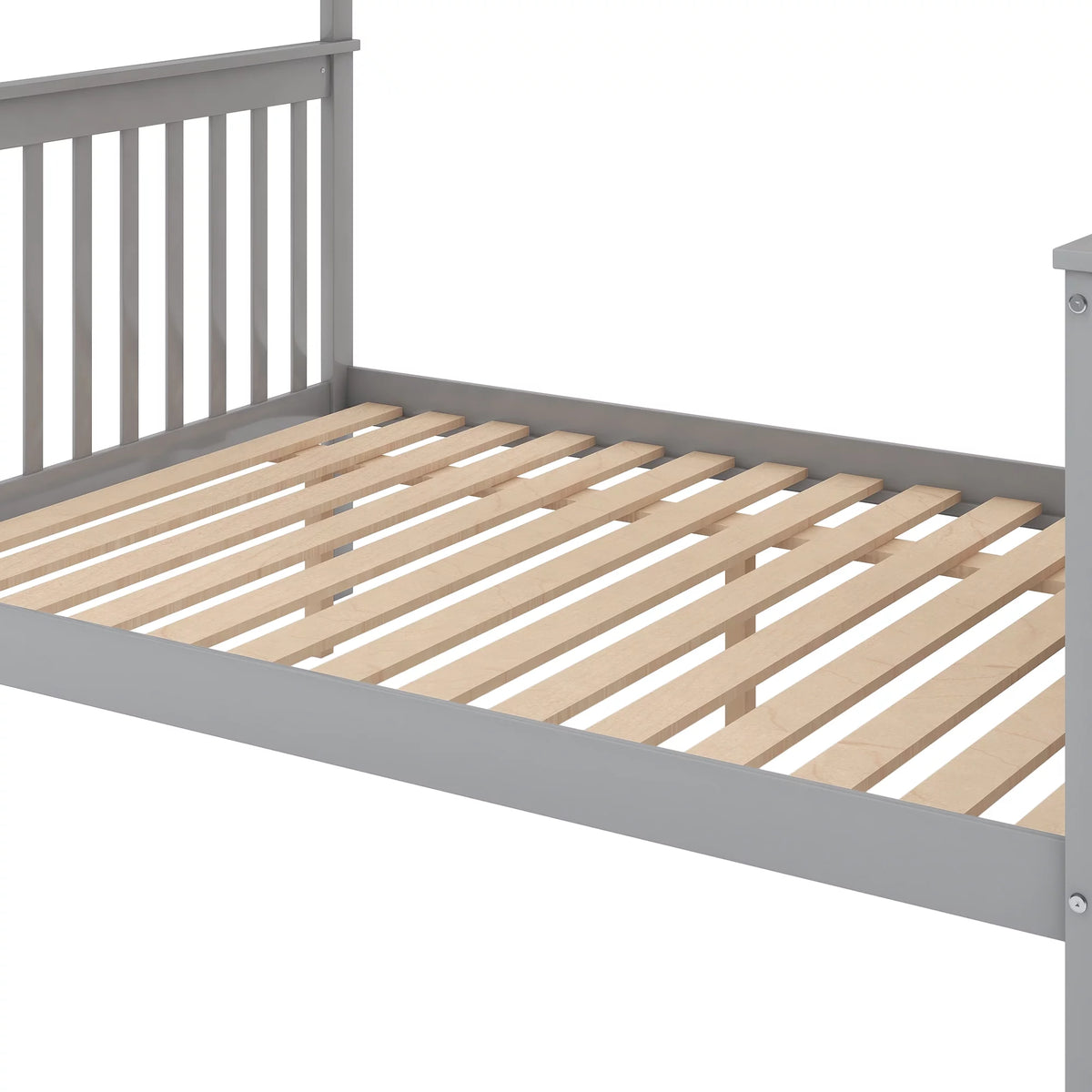 Twin over Full Bunk Bed with Trundle and Staircase, Gray Solid Wood H4270