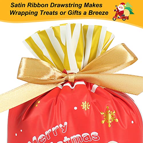 30 Pc Foil Drawstring Christmas Gift Bags Assorted Sizes R19425