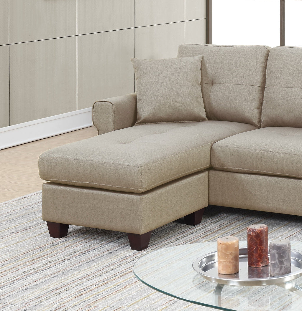 Beige Tufted Cushion Sectional Sofa Chaise T88587