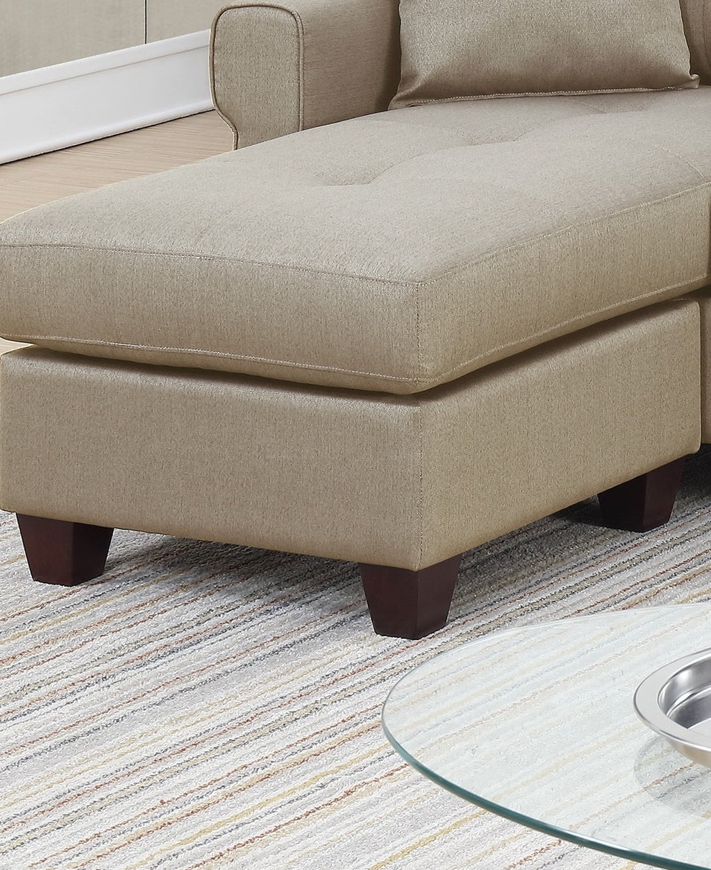 Beige Tufted Cushion Sectional Sofa Chaise T88587