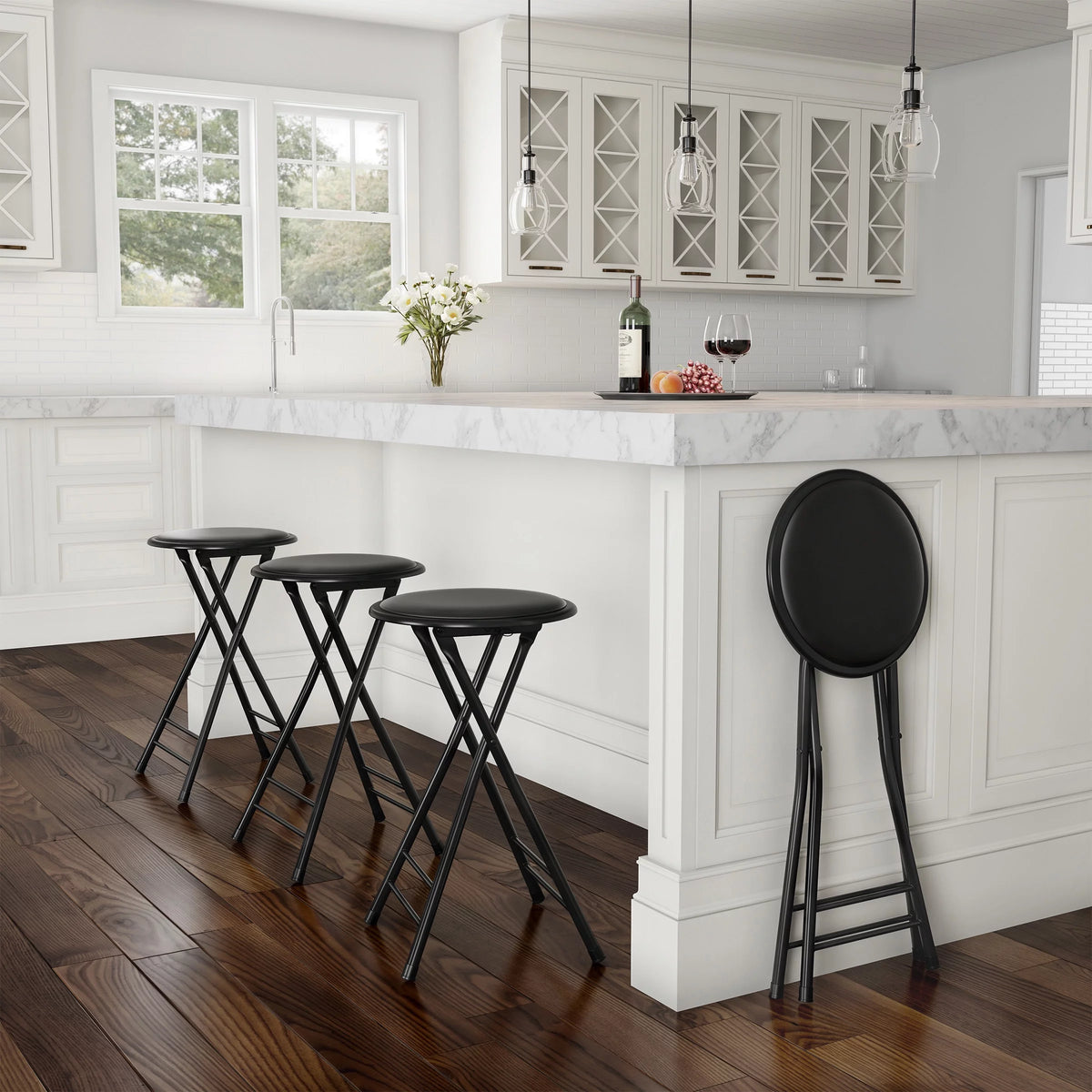 Black 24-inch Folding Stool R2326