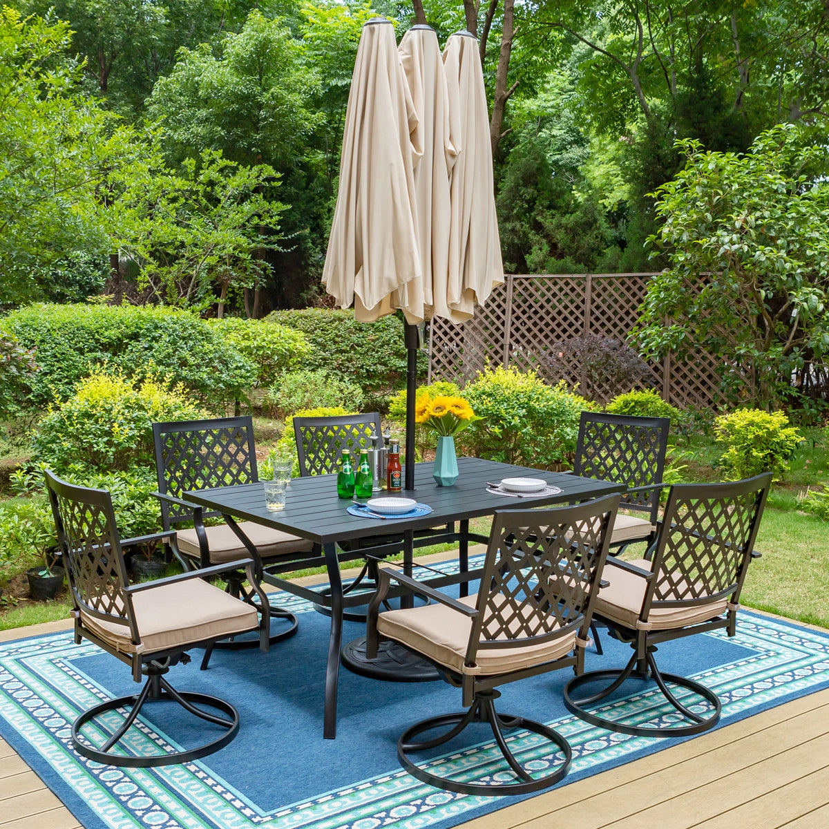8-Piece Outdoor Dining Set with 13 ft Umbrella D475303