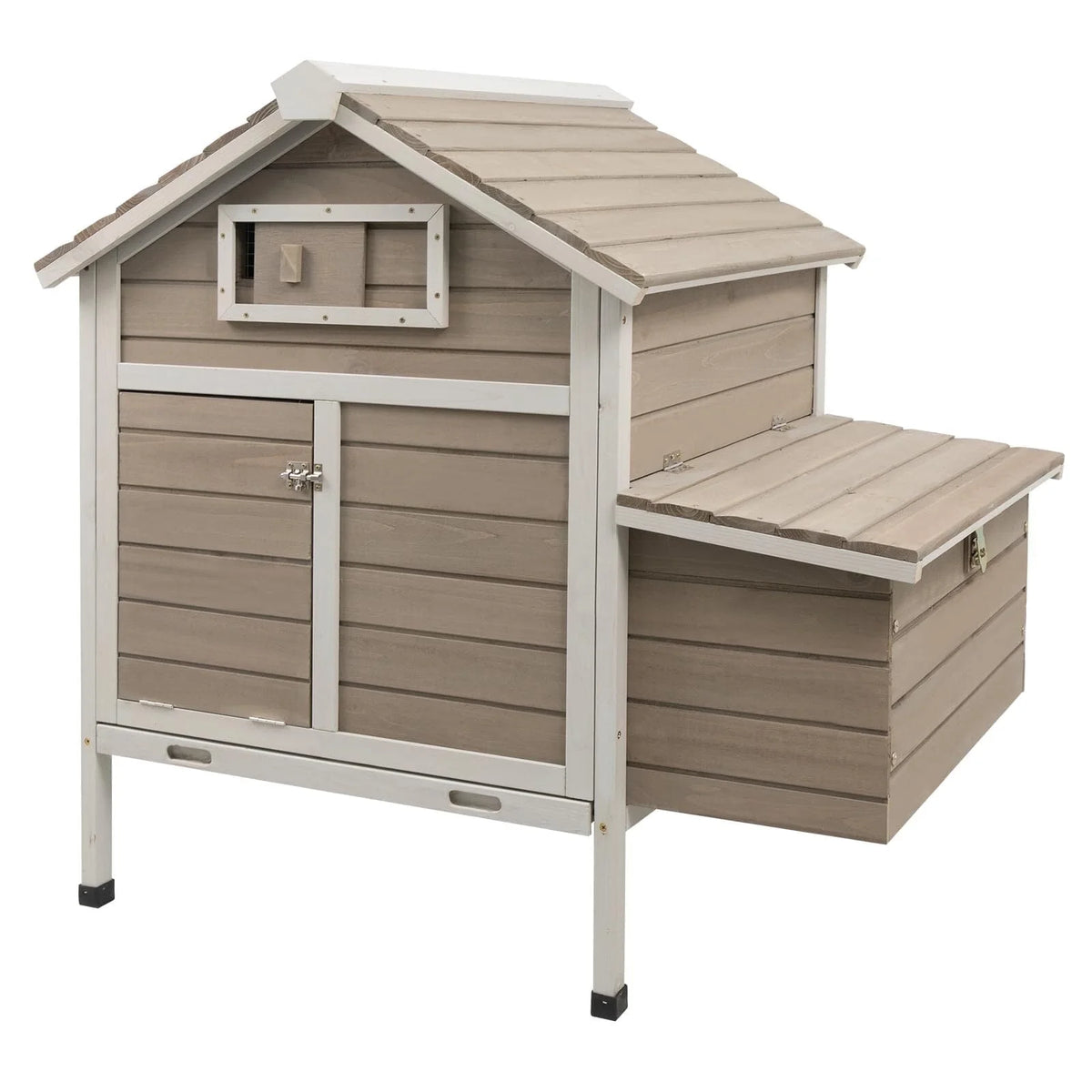 Grey Wooden Chicken Coop with Nesting Box and Ramp P539633