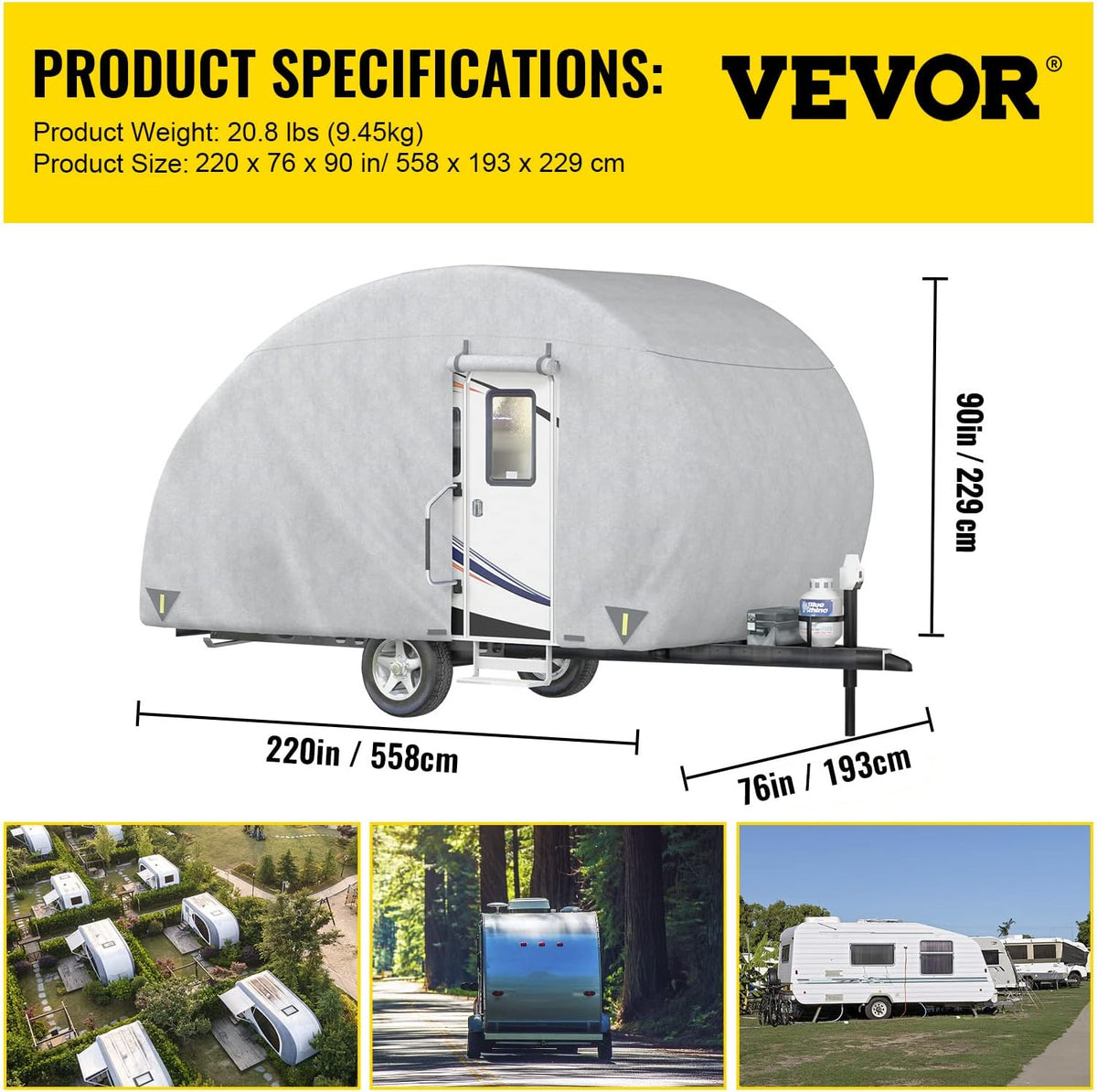 Teardrop Trailer Cover for 16' - 18' Trailers L150