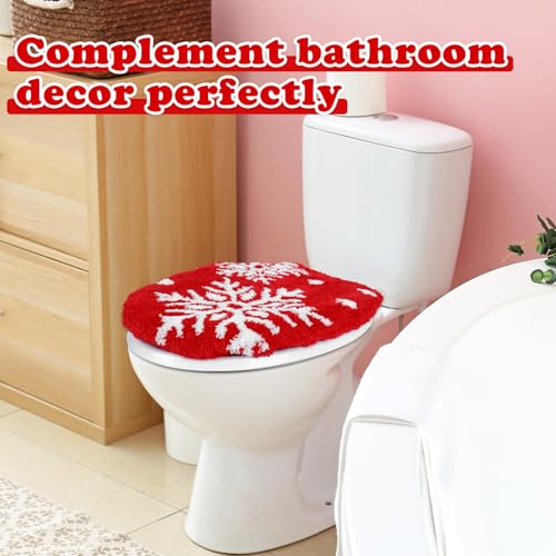 Red White Snowflake Toilet Seat Cover T5522