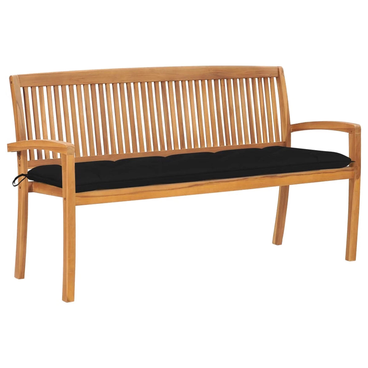 Black Cushion Teak Wood Garden Bench F1332