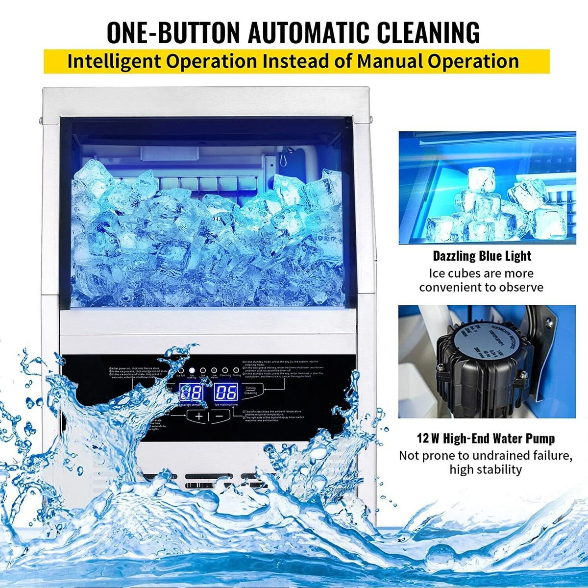 Commercial Ice Maker 90lb Stainless Steel Cube Machine X311