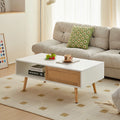 41.34" Rattan Coffee Table with Sliding Door Storage U2910
