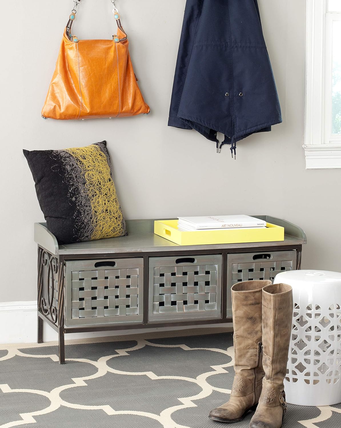 Brown Wooden Storage Bench C3241