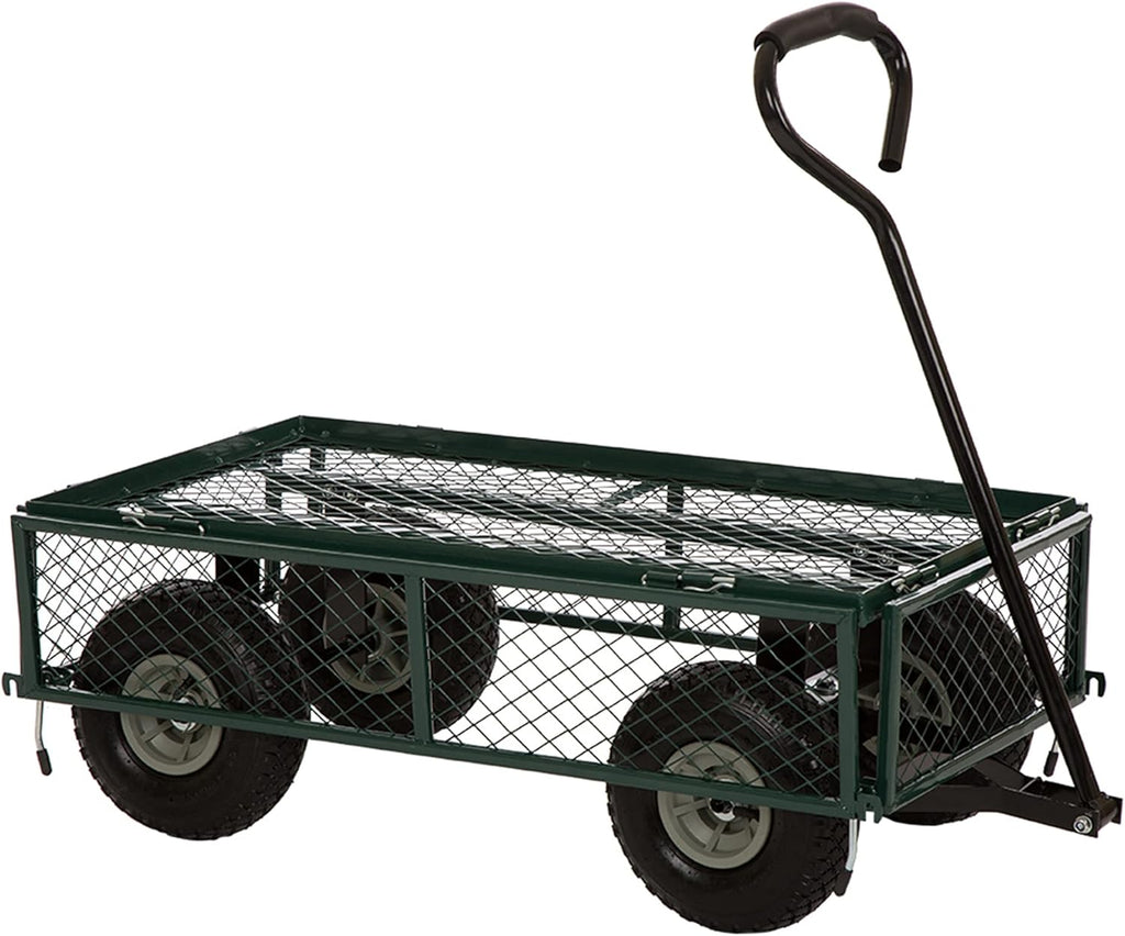 Heavy Duty Mesh Steel Garden Cart with Removable Sides, 550-lbs. Capacity, Green F111325