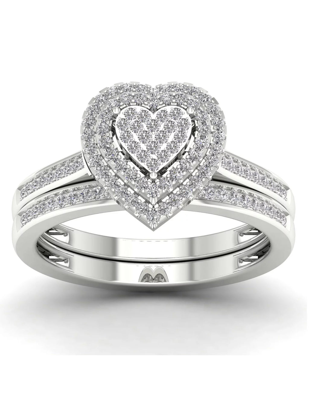 1/3Ct Diamond S925 Sterling Silver Heart Bridal Set P12526