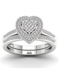1/3Ct Diamond S925 Sterling Silver Heart Bridal Set P12526