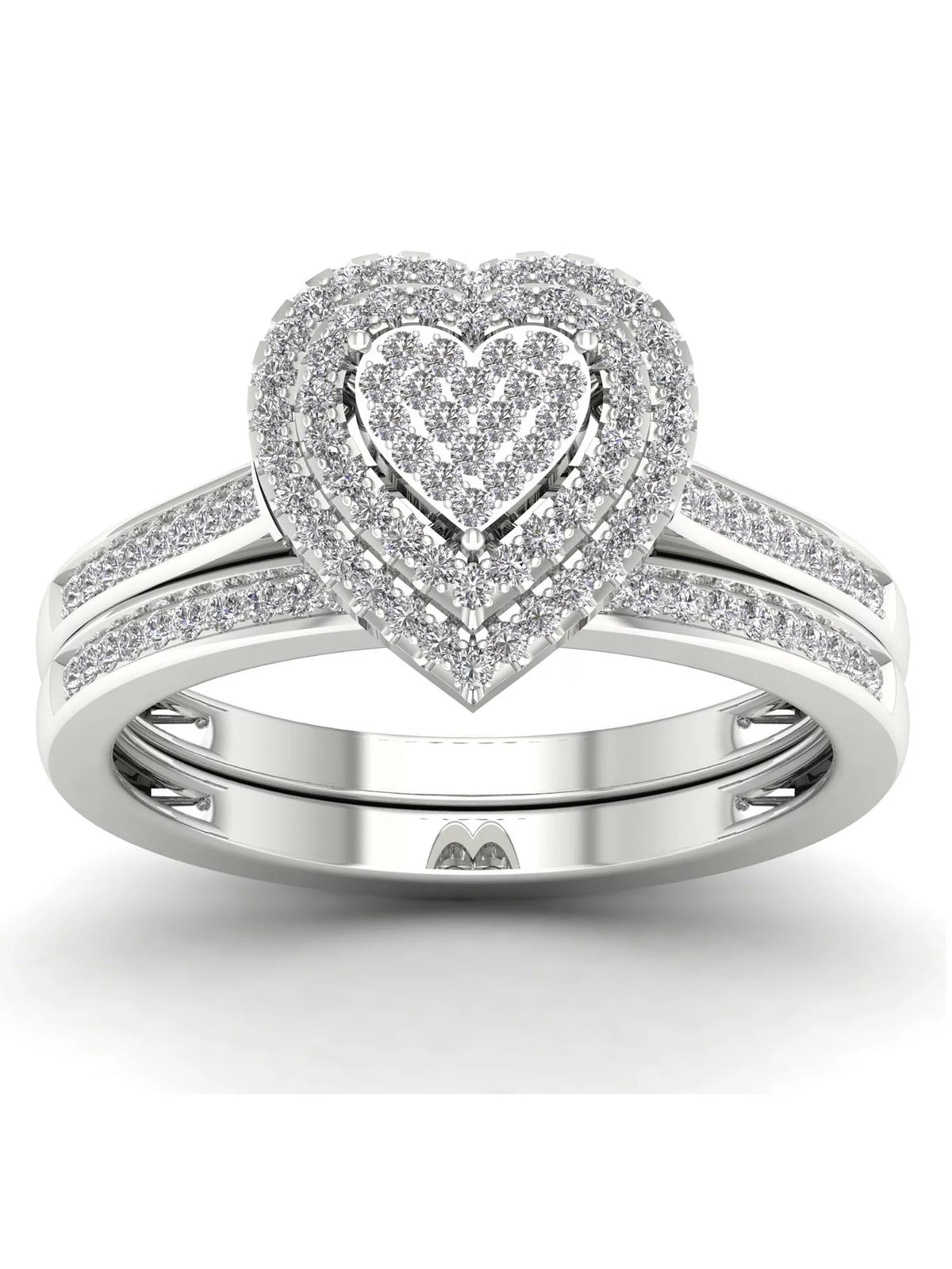 1/3Ct Diamond S925 Sterling Silver Heart Bridal Set P12526