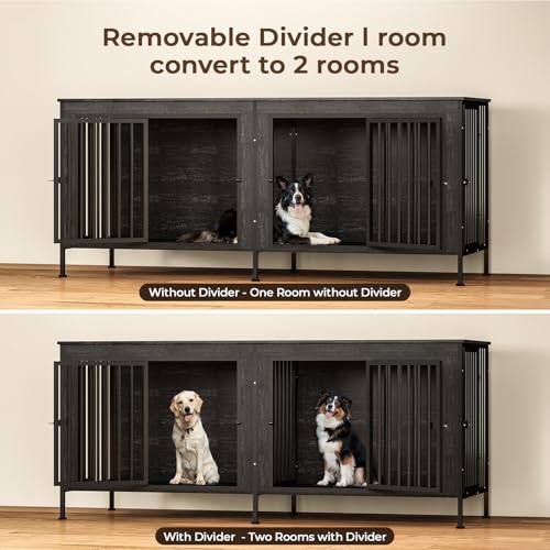 63 Inch Wooden Dog Cage with Divider S4391