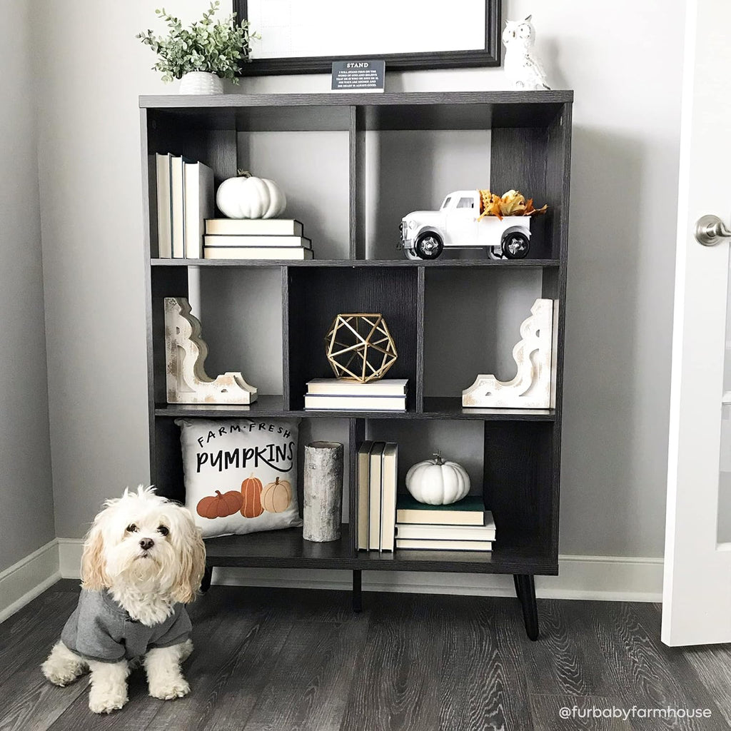 Mid Century 7 Cube Storage Organizer Bookshelf Q52062