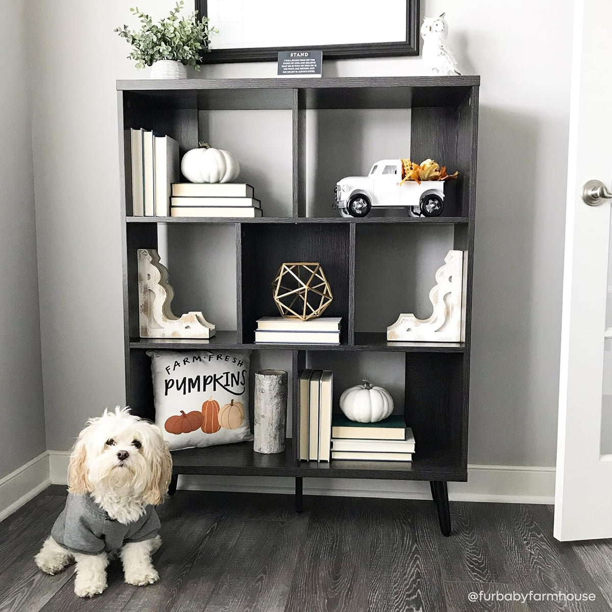 Mid Century 7 Cube Storage Organizer Bookshelf Q52062