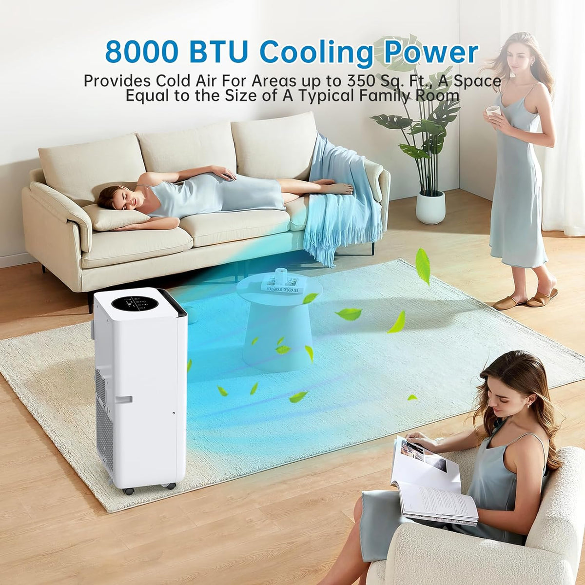 8,000 BTU Portable Air Conditioner with Dehumidifier and Fan Modes, White O6977