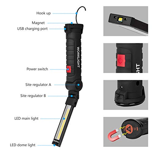 2 Pack Rechargeable LED Work Lights with Magnetic Base M950128