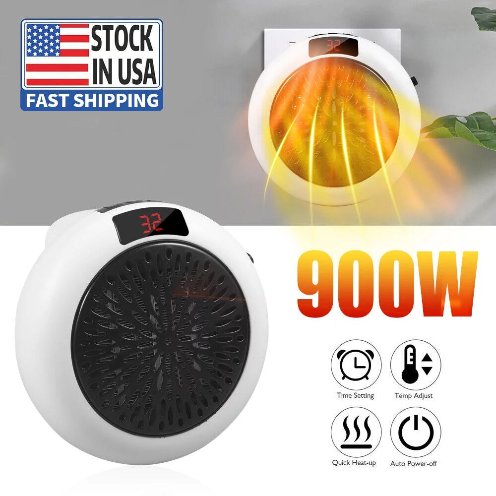 900W Plug-in Electric Heater Fan with Remote Timer R866909