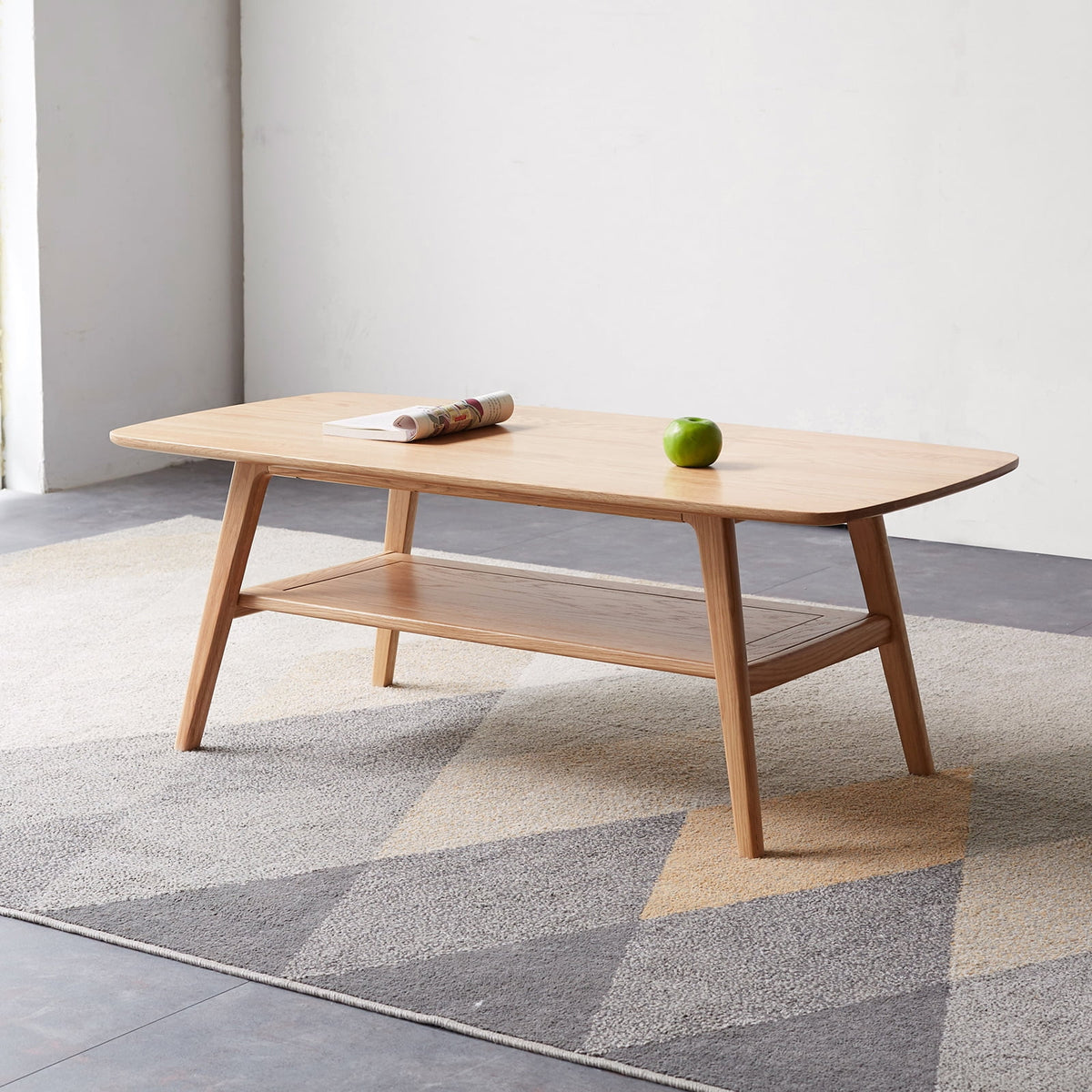Solid Wood Coffee Table with Storage Shelf 120 x 56 x 44 cm S410