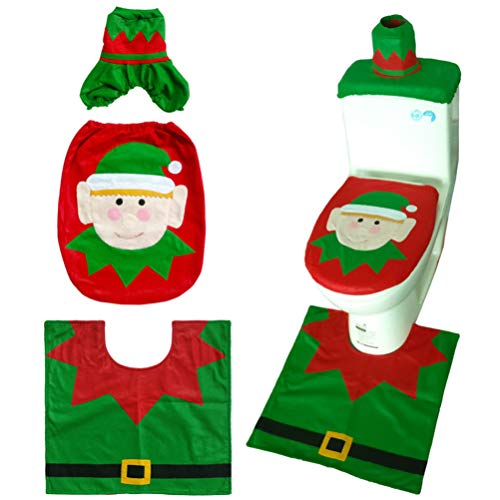 3 Pcs Christmas Toilet Seat Cover and Rug Set U137