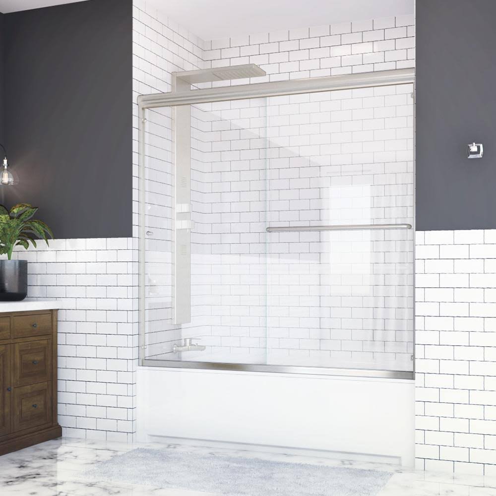 55x22 Bypass Frameless Tub Door Brushed Nickel W465429