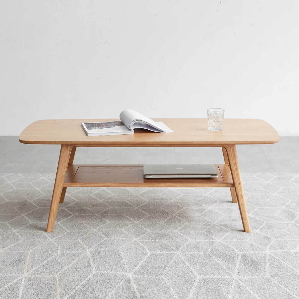 Solid Wood Coffee Table with Storage Shelf 120 x 56 x 44 cm S410