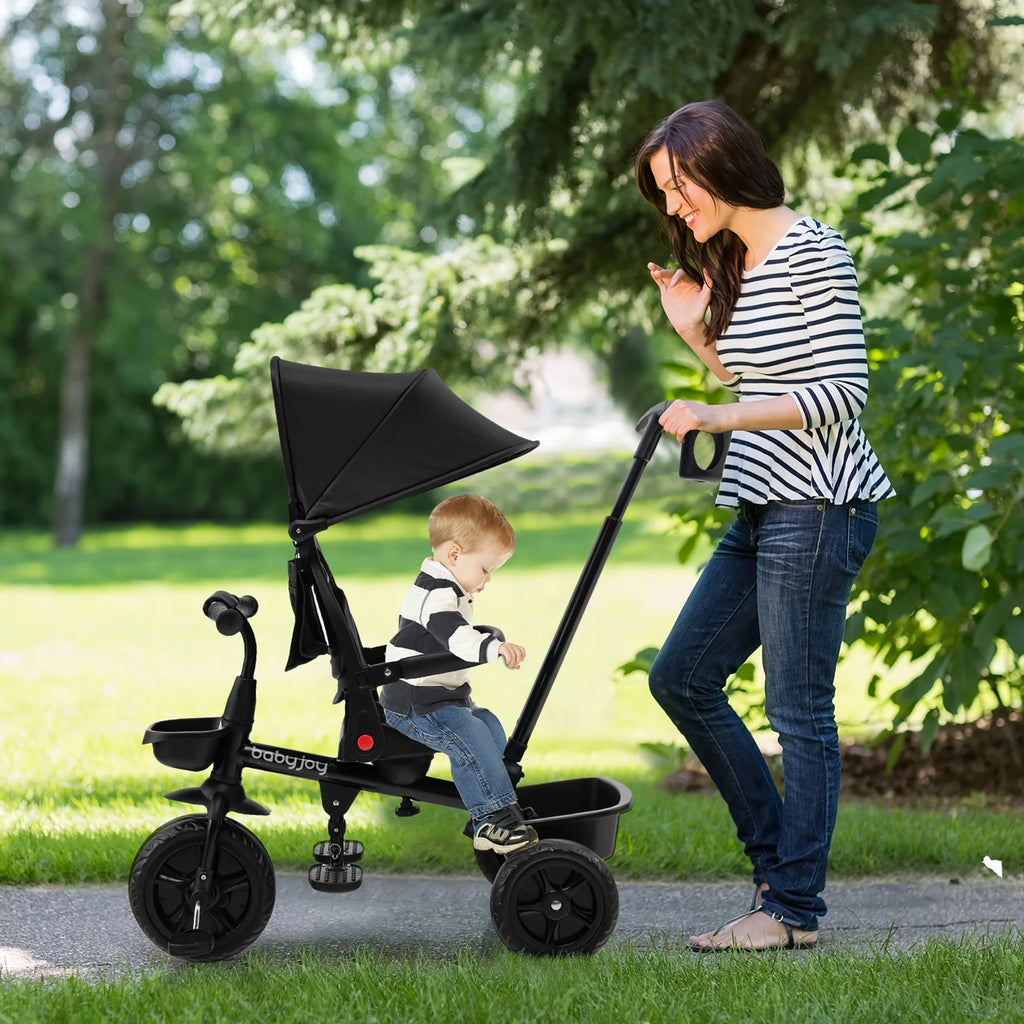 4-in-1 Toddler Tricycle with Adjustable Push Handle F93593