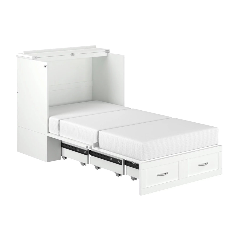 White Wood Twin Extra Long Murphy Bed Chest I184
