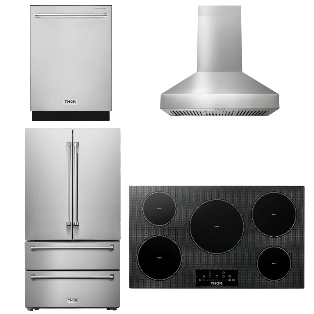 36 Induction Cooktop, Range Hood, Refrigerator, Dishwasher F142