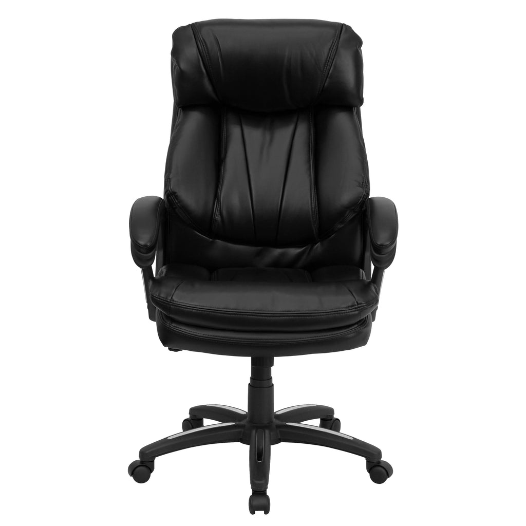 Black LeatherSoft Swivel Office Arm Chair C9438