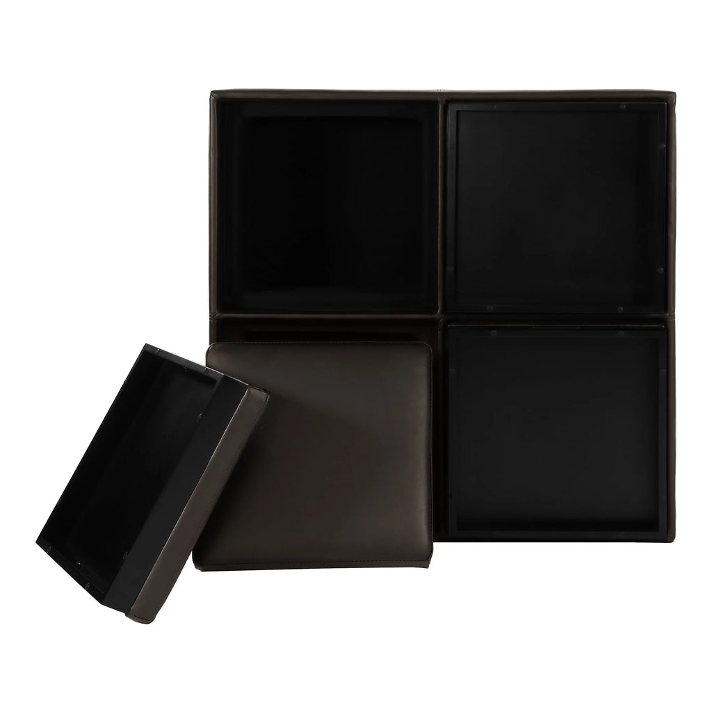 Espresso Faux Leather Storage Cocktail Ottoman V4630