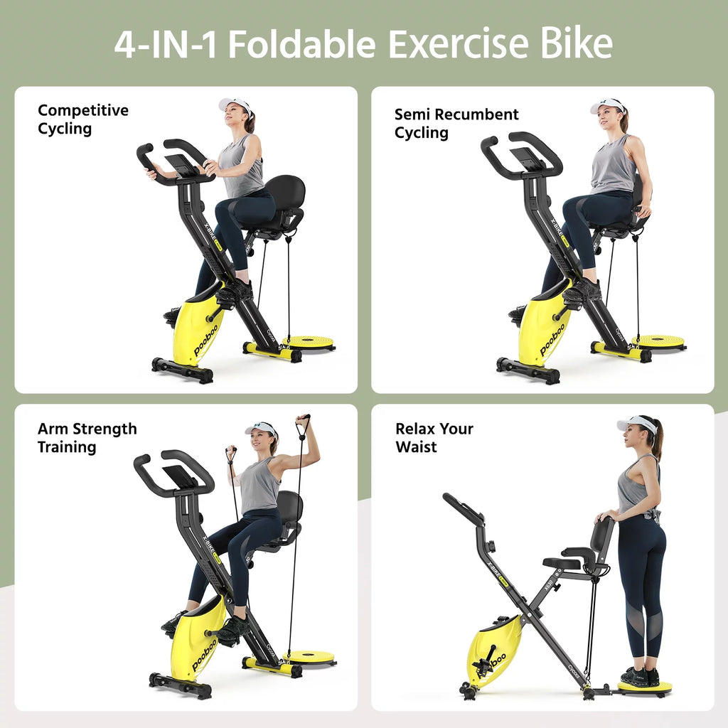 4in1 Folding Exercise Bike Stationary Magnetic H73854